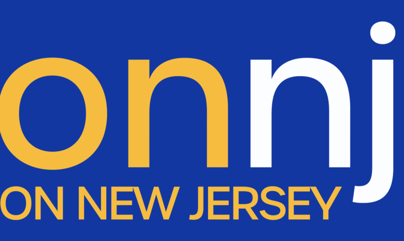 Text logo with large letters onnj in yellow and white on a blue background. Below, smaller yellow text reads ON NEW JERSEY.