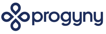 Progyny logo featuring a stylized looped symbol on the left and the word progyny in dark blue lowercase letters on a light background.