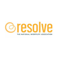 Logo for Resolve: The National Infertility Association. The word resolve is in large orange letters with a circular design to the left, and the subtitle The National Infertility Association is below in smaller gray text.