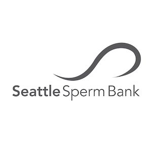 Seattle Sperm Bank logo featuring a stylized sperm shape above the words “Seattle Sperm Bank” in a clean, modern font on a white background.