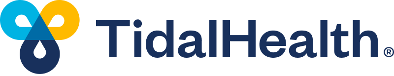 TidalHealth logo with a blue and yellow abstract design resembling droplets or hearts to the left of the text TidalHealth in bold, dark blue letters.