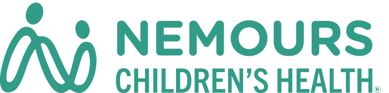 Logo of Nemours Childrens Health, featuring a stylized drawing of two abstract human figures next to the text Nemours Childrens Health in green letters.